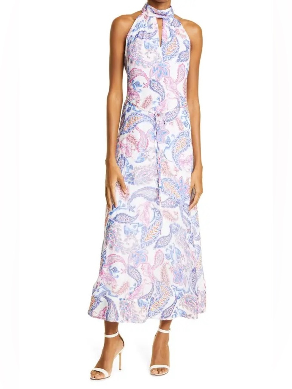 Milly MORGAN Paisley Maxi Dress in Pink, Blue and White